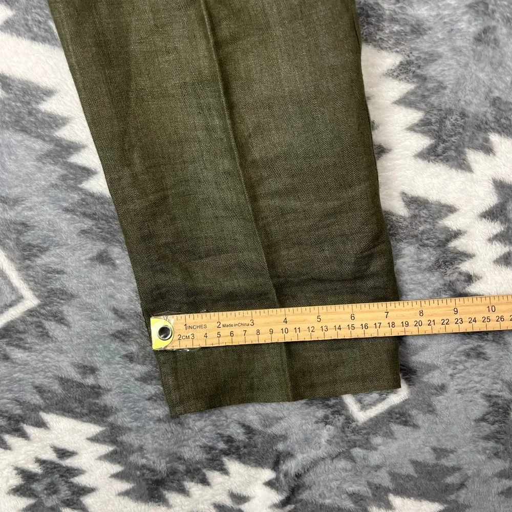 J.Crew Bowery Classic Baird McNutt Irish Linen Pants Mens 31x32 Olive Green